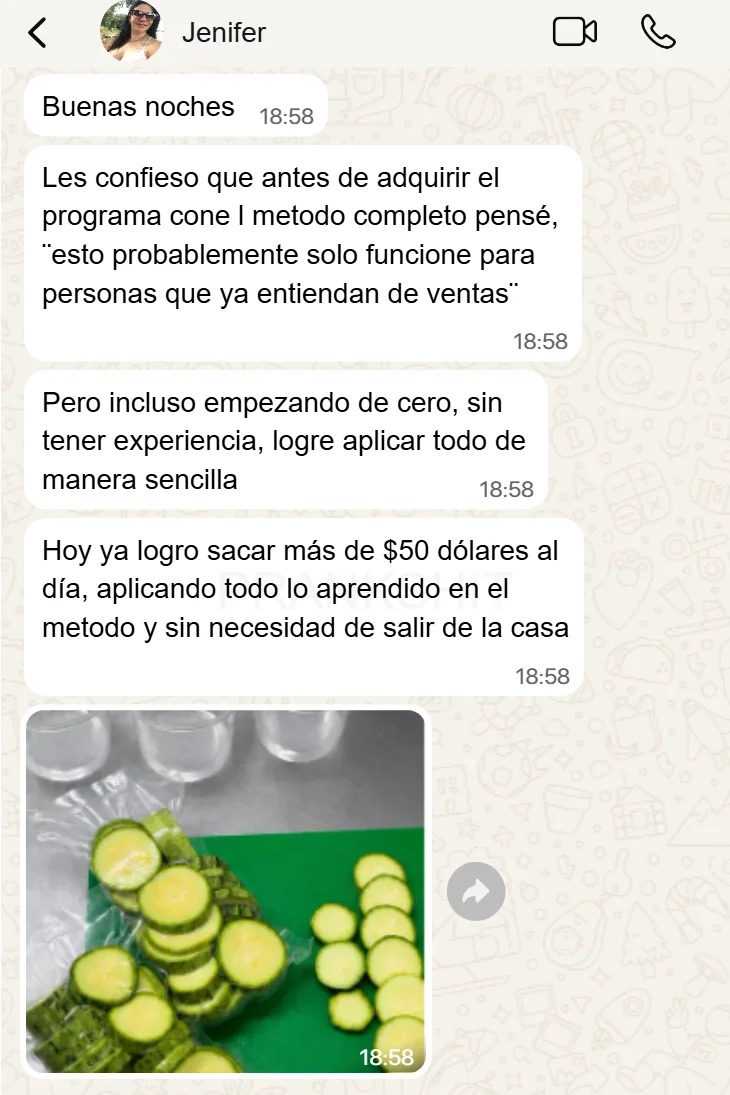 Testimonio de Jenifer por WhatsApp