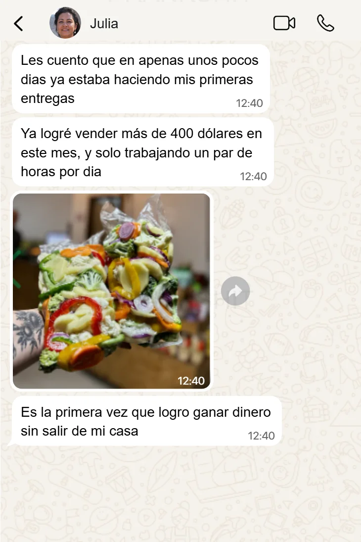 Testimonio de Julia por WhatsApp